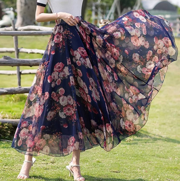 Rok maxi bermotif sutra